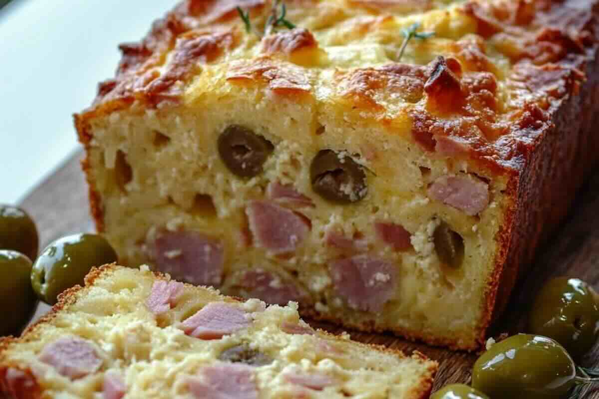 Cake aux olives et lardons